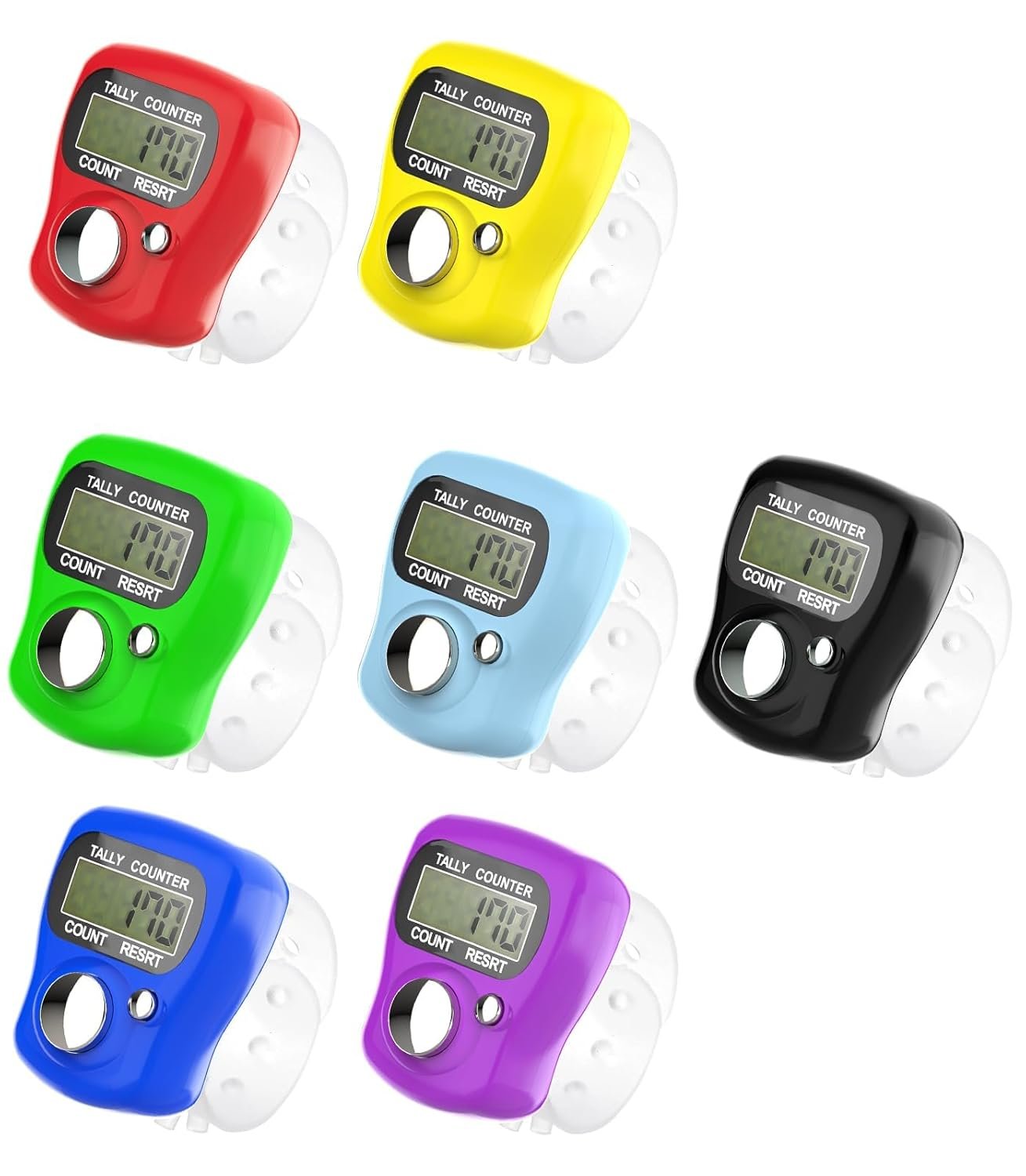 SUREMART Multi use Finger Counter for Chanting Mantra Tally Counter Finger Ring Digital Head Electronic Tally Counter Jap Counting Machine Multicolor TC