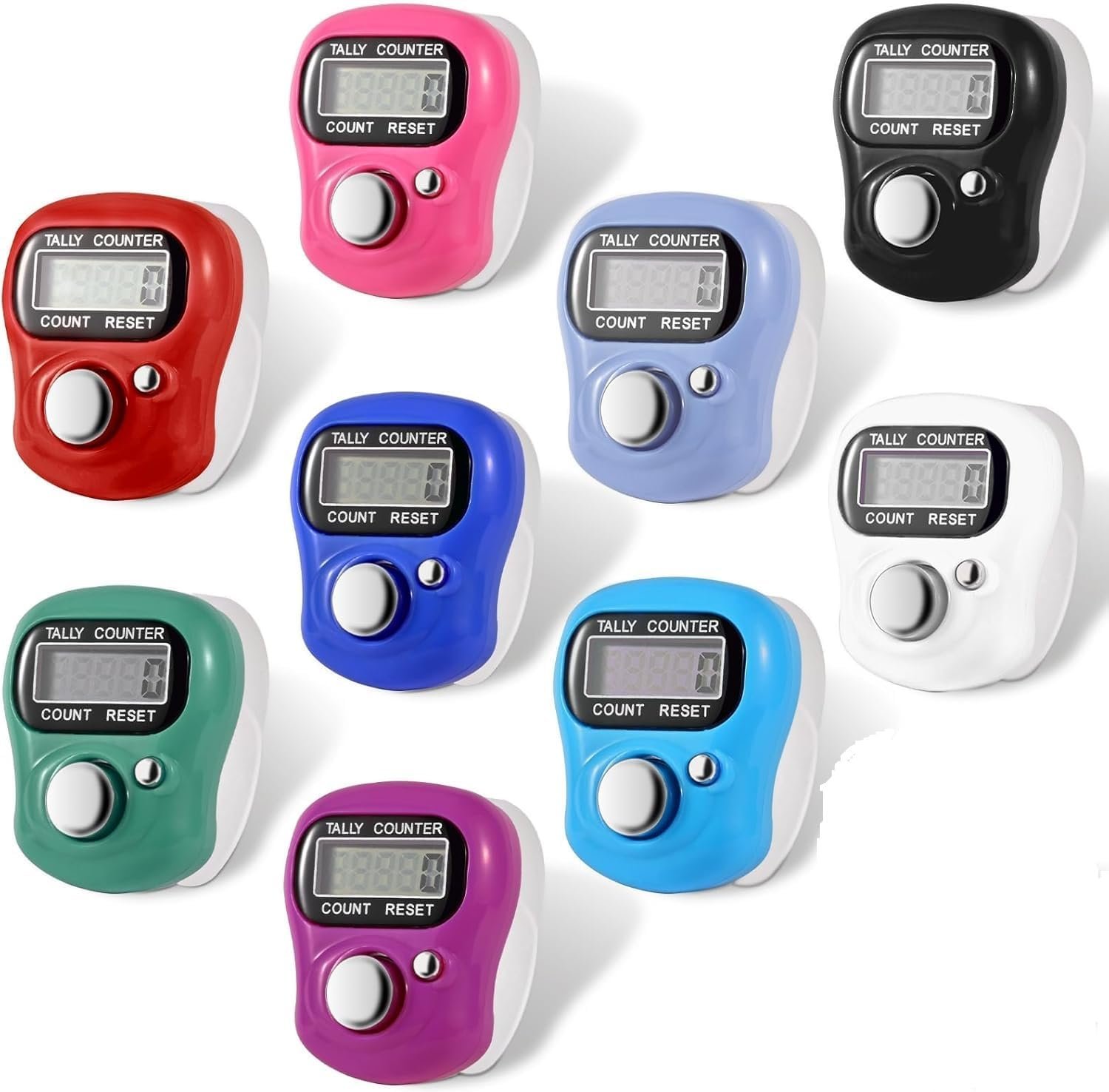 Digital Finger Ring Tally Counter for Japa, Mantra, Tasbih & Prayer | Mini Electronic Counting Machine | LED Finger Counter (9 Qty, Multicolor)