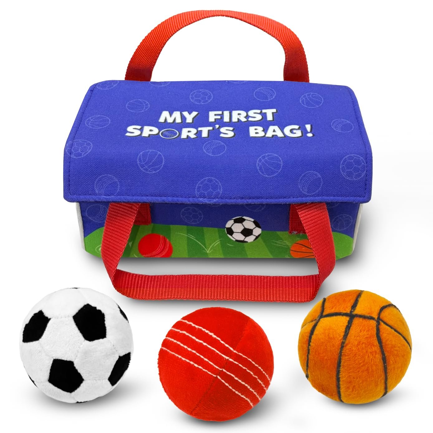 Skillmatics Plush Sports Bag Playset for Babies (3 Pc) – Soft Sensory Balls with Rattle, Squeaker & Crinkly, Baby Toys for 6–24 Months, Machine Washable, Gift for Infants & Toddlers