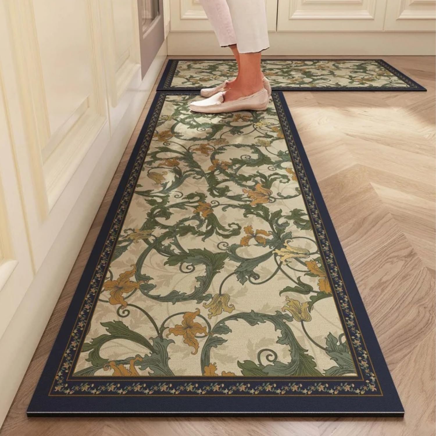 Gvnd 2-Piece Non-Slip Cushioned Kitchen Mats – Waterproof Standing Rugs for Floor, Sink, Home Office, Laundry (Comfort Anti-Fatigue Mat Set)