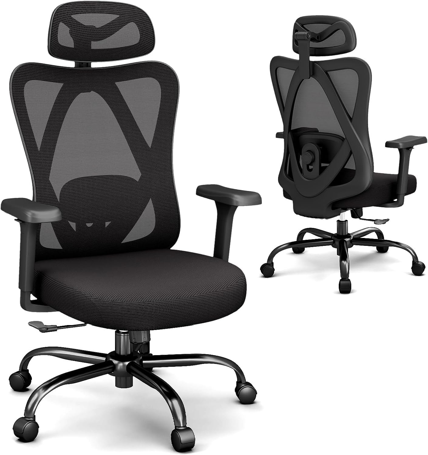 Office Chair Ergonomic Desk Chair,Adjustable Headrest Lumbar Support Computer Chair – Home Office Desk Chairs,300lbs Wide Seat Big and Tall Office Chairs with 3D Armrests, Comfy Desk Chairs (New)