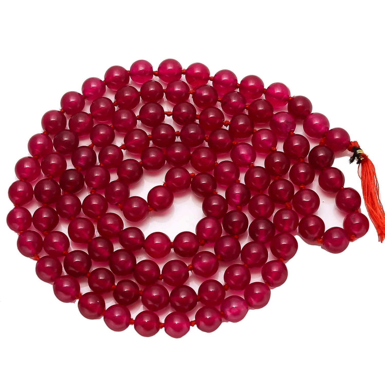 Shree Shyam Gems and Jewellery Akik Agate Hakik Haqiq Mala 108+1 Beads Jap, Maroon