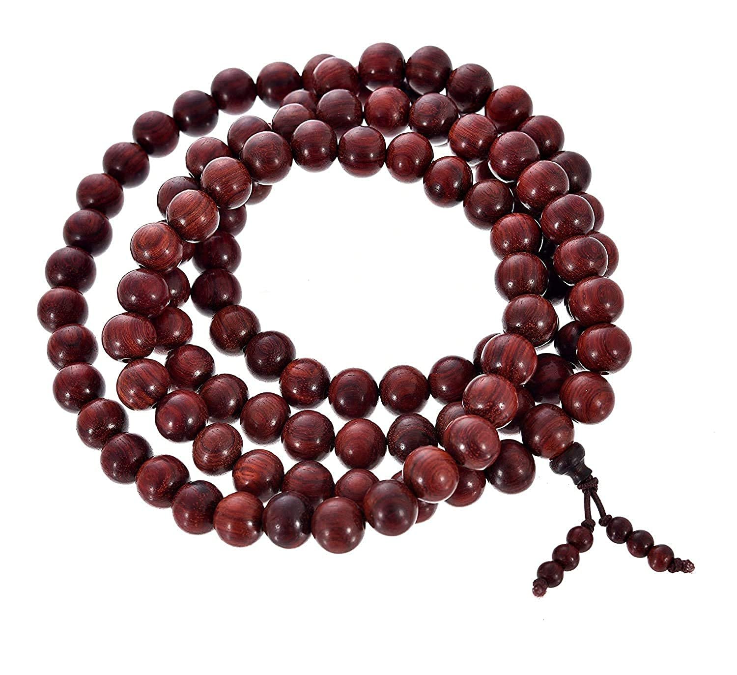 RDK Handmade Holy Red Sandalwood Mala Rosary Lal Chandan Jaapmala Wooden Knotted Japa Maala for Meditation Pooja Chanting Wearing Jewelry – 108+1 Prayer Beads (6 MM)