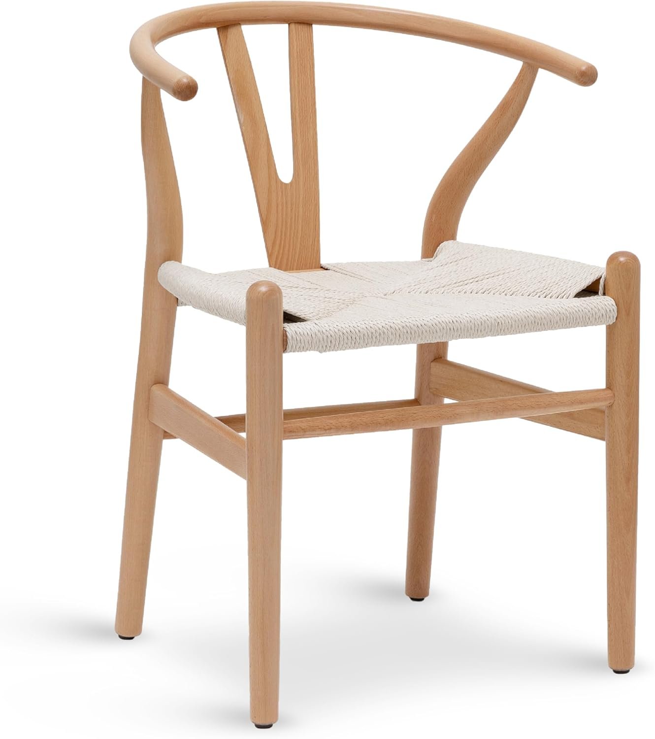 POLY & BARK Weave Dining Chair – Mid-Century Modern Wishbone Dining Chair with Arms, Solid Wood Frame, Indoor Use – Oak – Single – Ideal for Dining Room, Kitchen, or Stylish Accent Setting