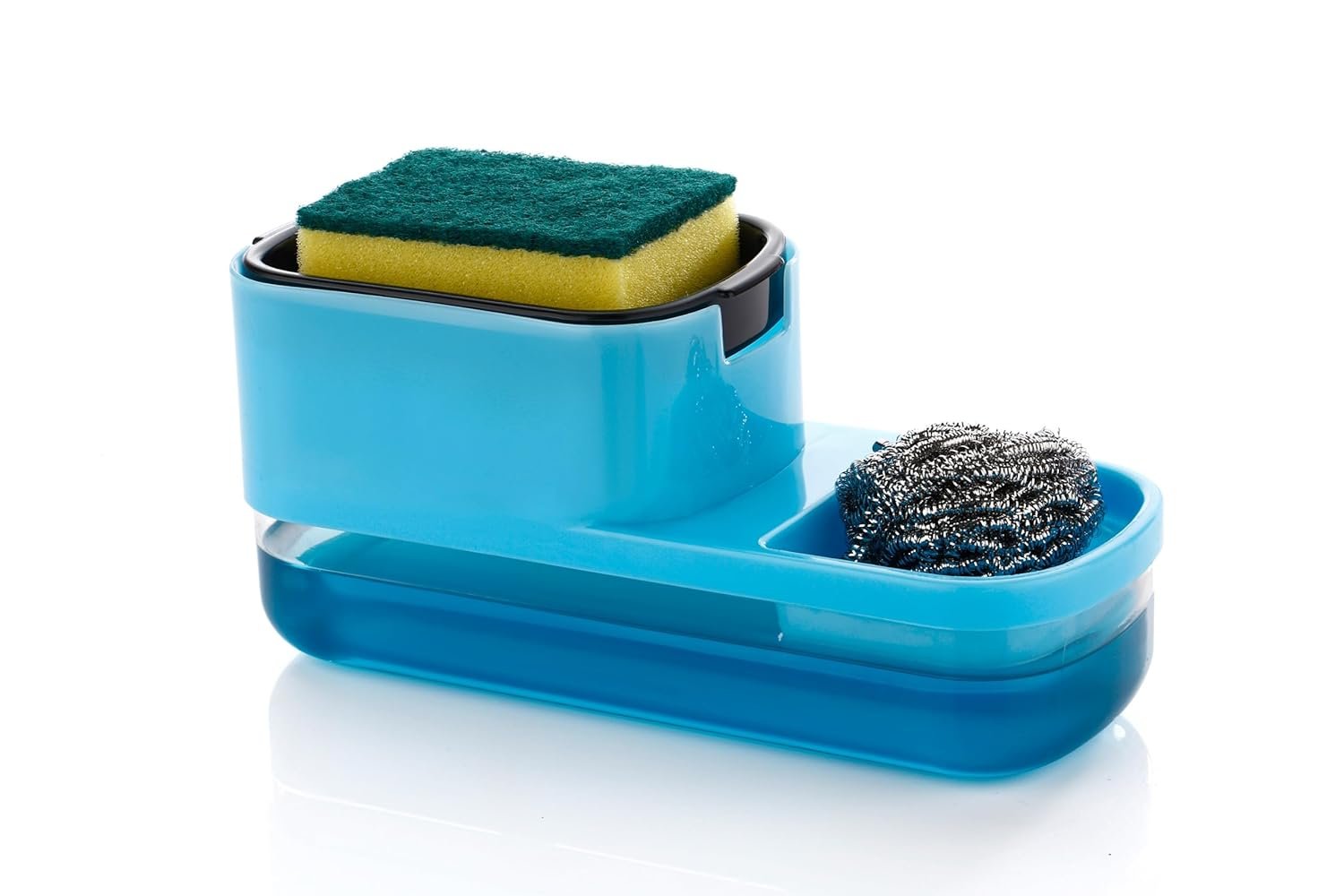 Silver Shark Plastic Dish Soap Liquid Dispenser Sponge Holder Dishwashing Soap Dispenser Kitchen Sink Countertop Dish Soap Pump Dispenser Soap Dispenser Dispenser for Kitchen Bathroom, Blue