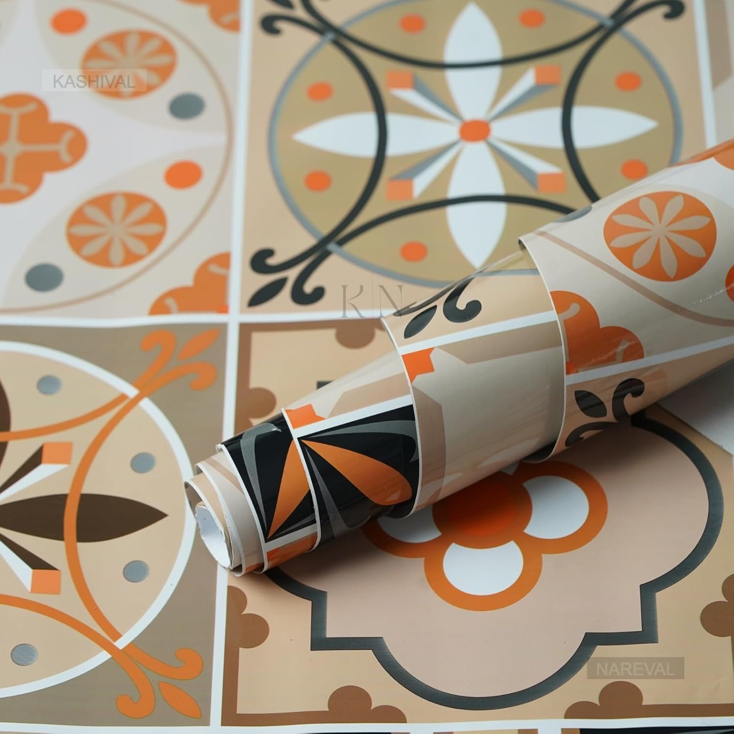 NAREVAL Brown Floral Wallpaper Peel & Stick Vinyl Contact Paper Self Adhesive Removable Wallpaper for Kitchen Cabinet Furniture Countertop Waterproof (Size: 60cm x 200cm) (Brown Floral A33, 4)