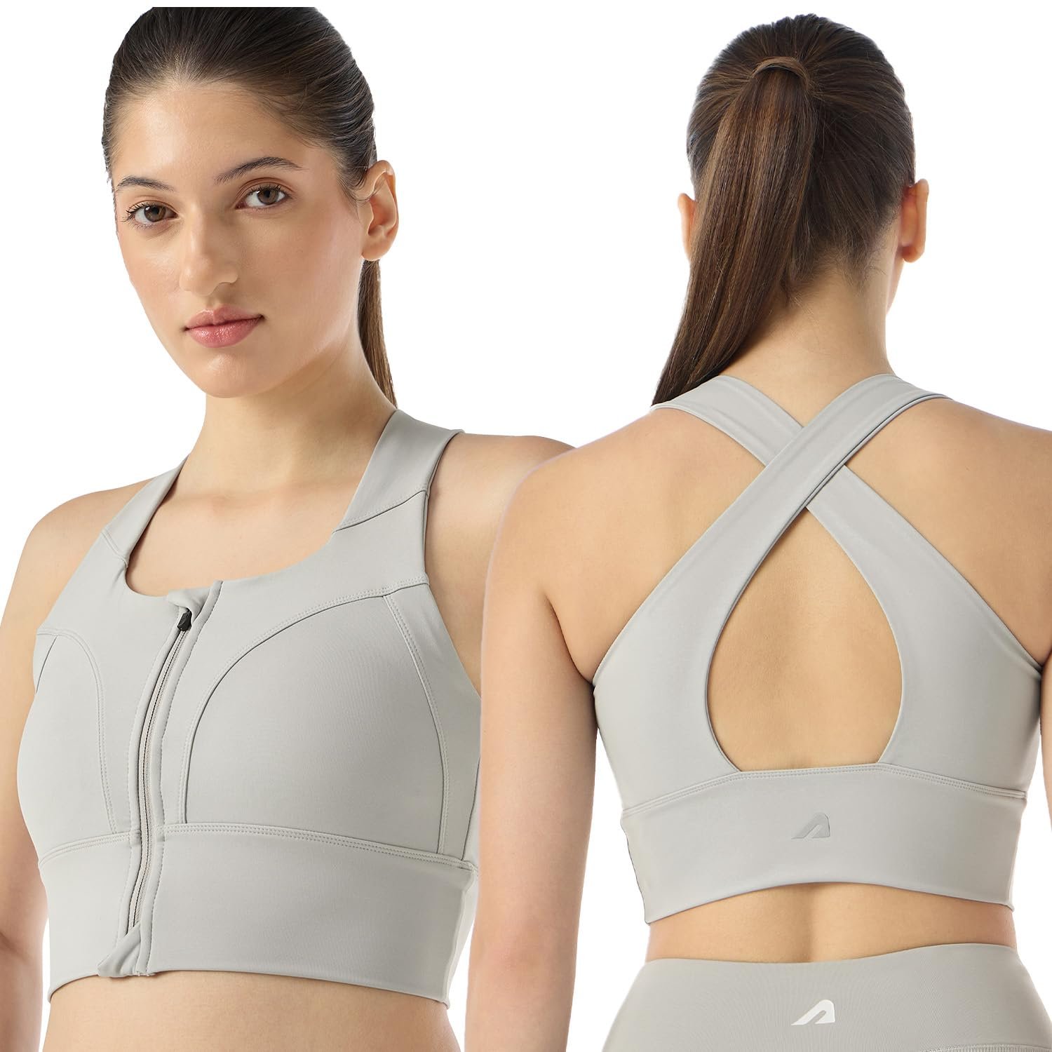 Boldfit Sports Bra for Women,Premium Nylon Blend Padded Gym Bra for Woman with Criss Cross Back & Front Zip,Boldtech Sweat-Wicking,Stretch Fit,Durable & Comfortable Activewear for Gym,Yoga & Training