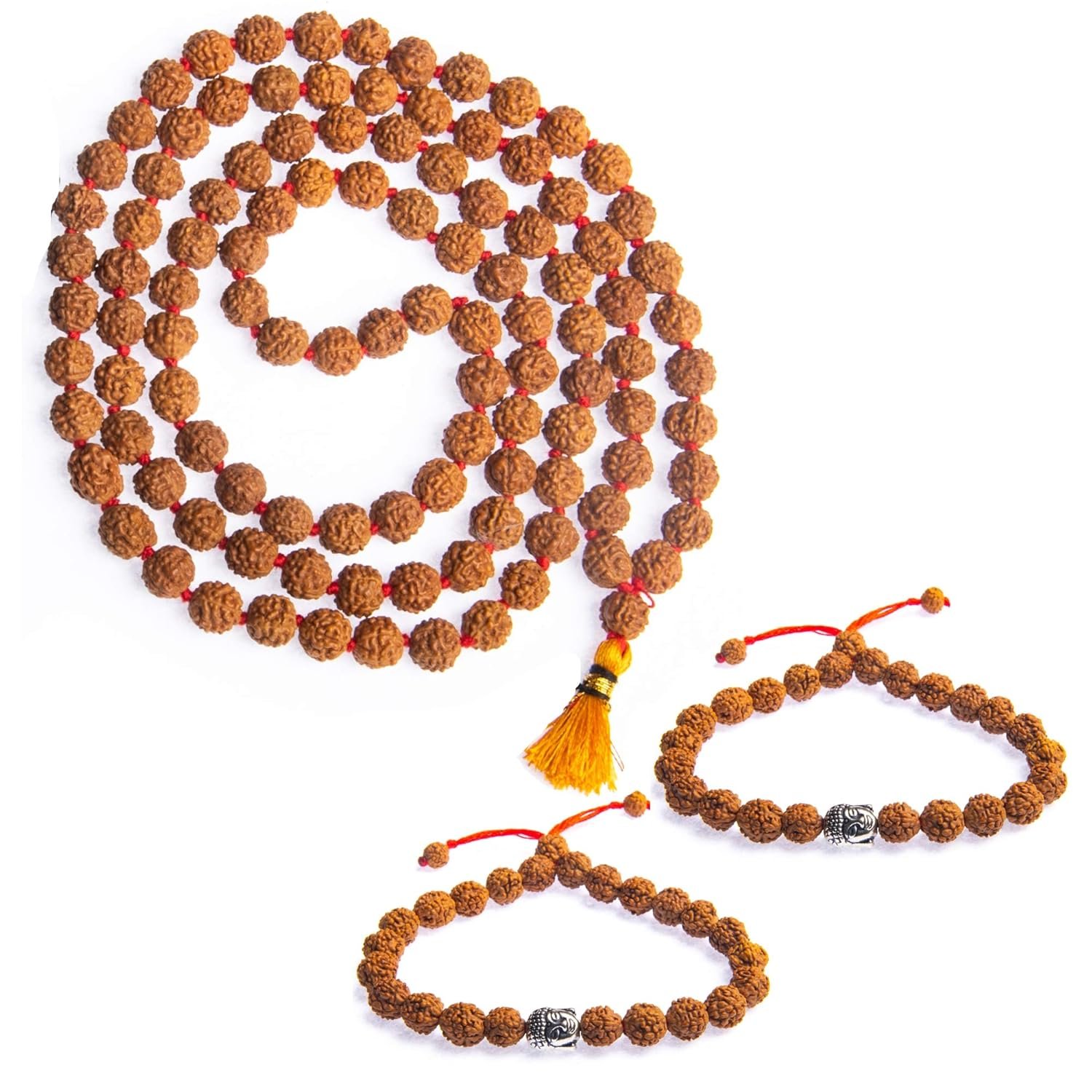 Wonder Care Rudraksha Mala-Panchmukhi (5 Mukhi) Rudraksha Mala 108 Beads For Unisex Adult with Certificate (Brown) 8-mm Beads Sized