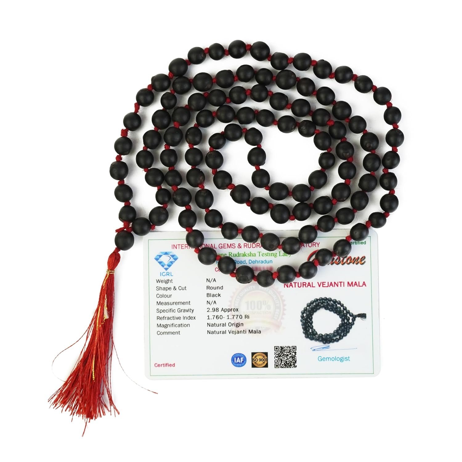 REMEDYWALA Charged Activated Energized Black Vaijayanti Mala | Natural 6 mm 108 Beads Jap Mala