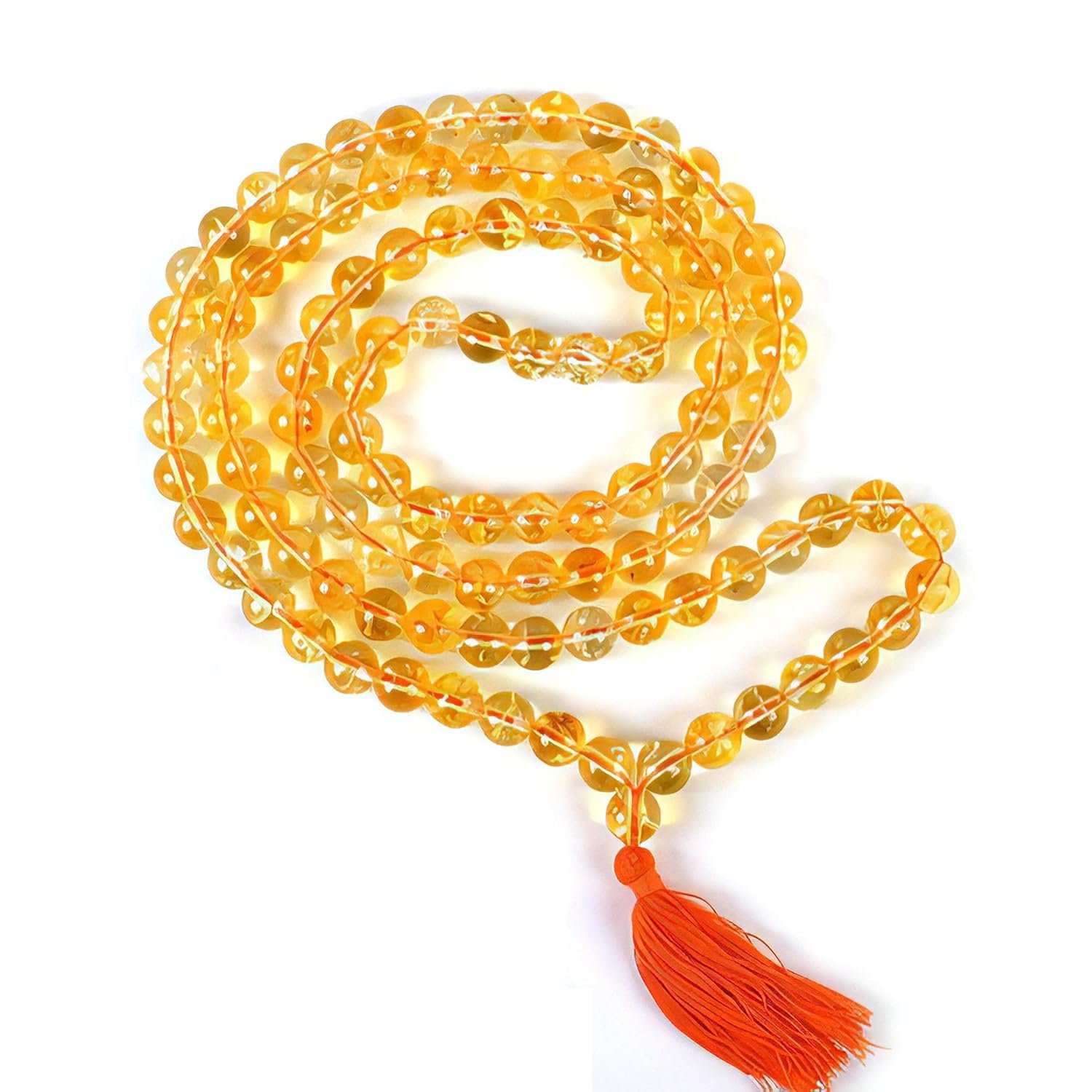 CRYSTAL PALACE Natural Citrine Mala Crystal Stone 8 mm 108 Beads Jap Mala for Reiki Healing,Pooja, Chanting, Wearing