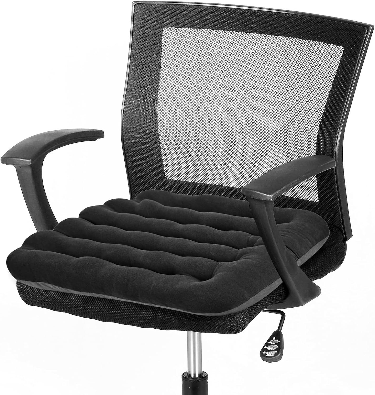 BUYUE Good Support Office Chair Cushion Padded, Soft Velvet Comfortable Non-Slip Seat Cushion for Computer Desk Kitchen Chair (1 Count, Black)