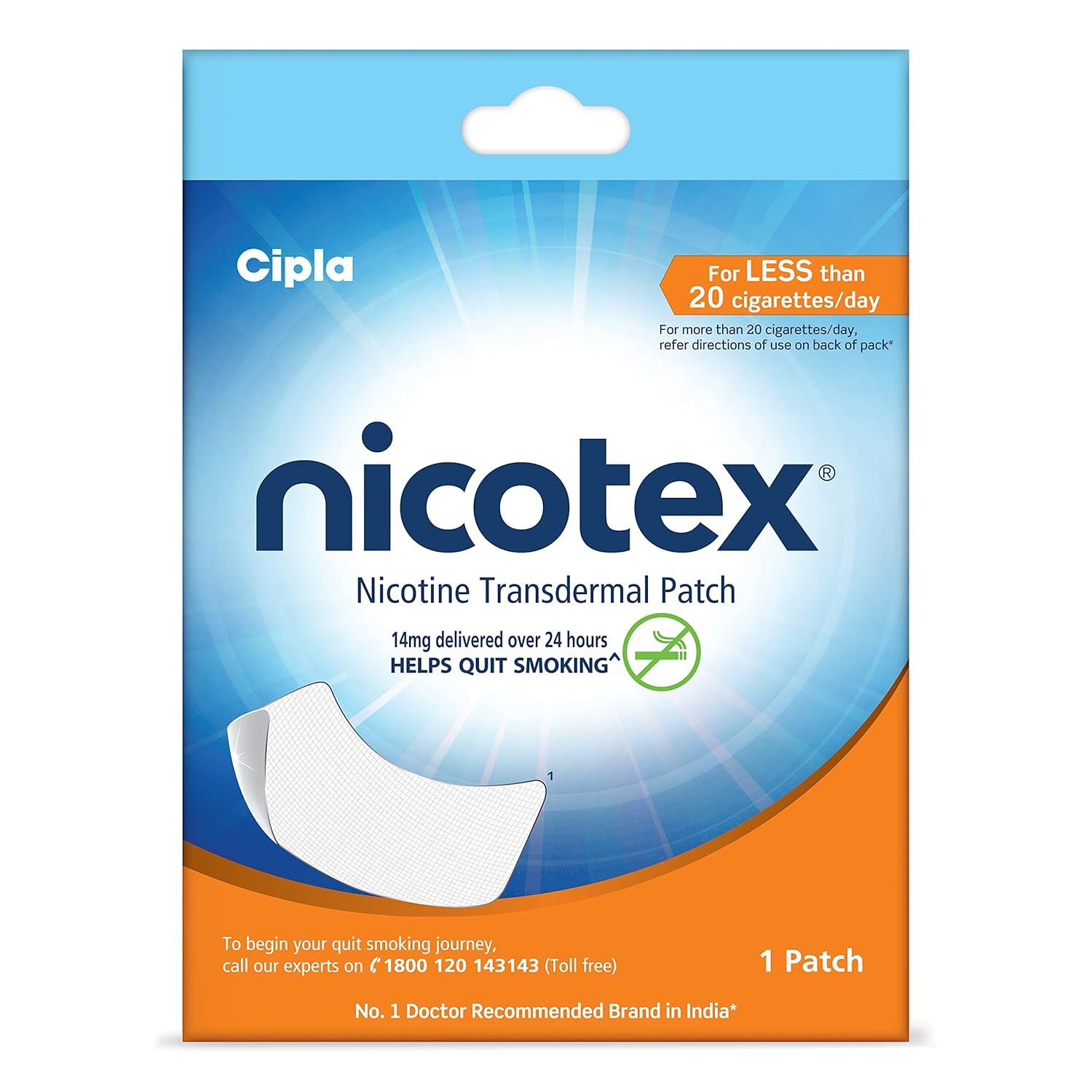 Cipla Nicotex Nicotine Transdermal Patch 14mg | Helps to Quit Smoking | WHO – Approved Therapy | 1 Patch (Pack of 3)