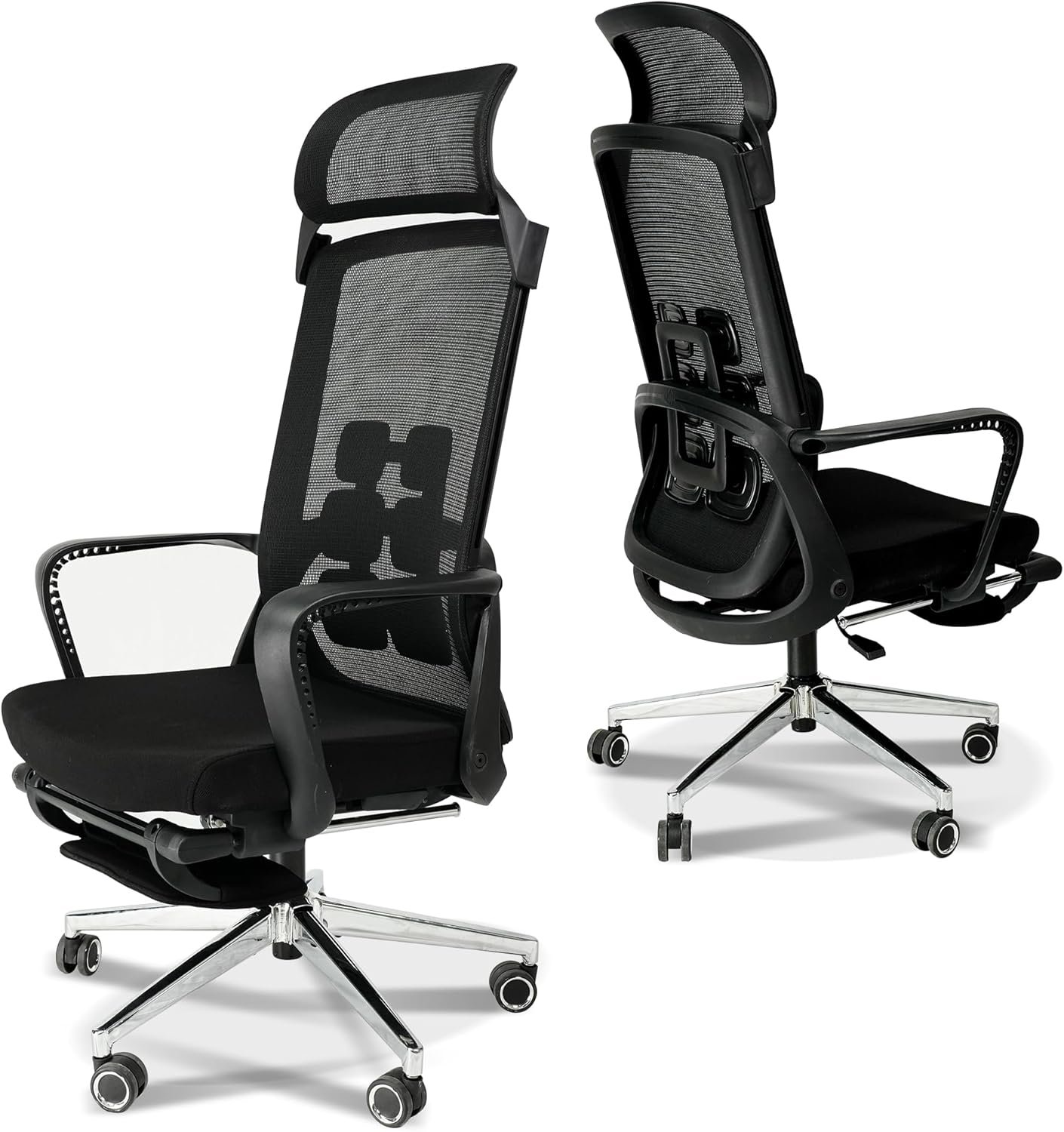 Ergonomic Office Chair with Footrest,High Back Desk Chair with Vertically Adjustable Headrest and Waist Support,3 Gear Tilting Backrest,400lbs Weight Capacity Metal Base with Swivel Wheels