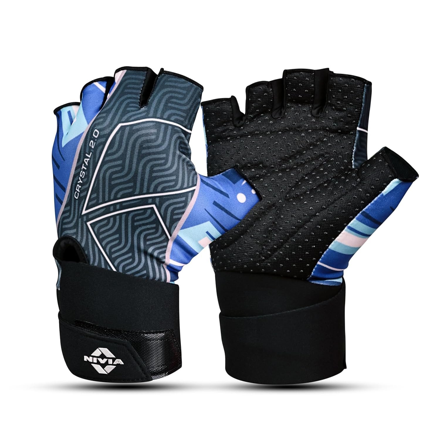 Nivia Crystal 2.0 with Strap Gym Gloves for Men & Women, 4-Way Stretch Lycra with Dotted Puff Padded Palm, Ideal for Crossfit, Strength Training, Cycling & Fitness Workouts (Purple, L)