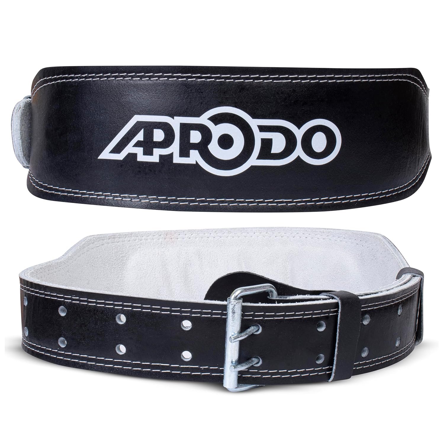 APRODO 4’’ Inch Wide Genuine Leather Weightlifting Belt Back Support Power Training Belt Workout Exercise Power-lifting Squat Gym Belt For MEN AND WOMEN