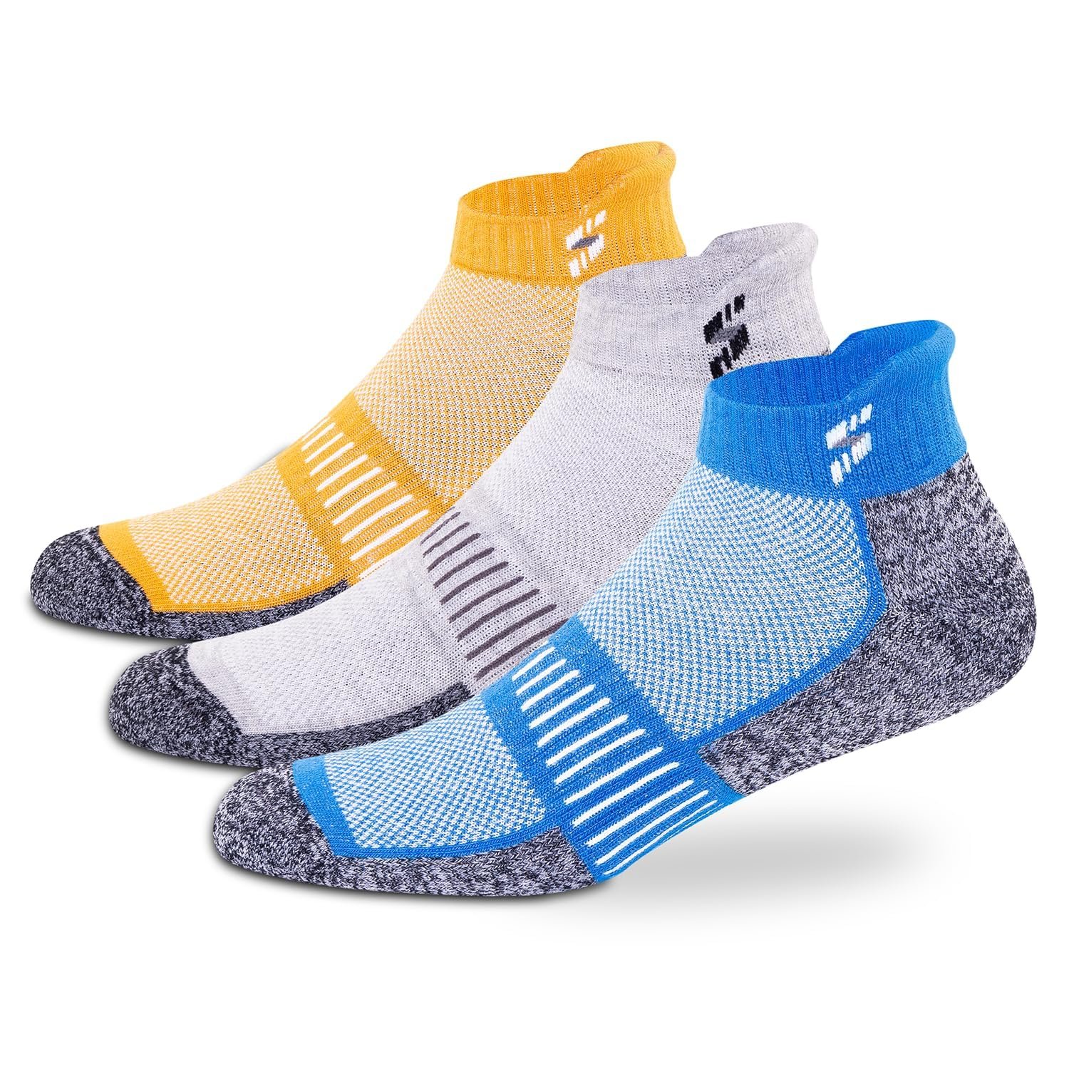 Supersox Ankle Length Socks for Man | Durable Breathable Cotton | Anti-Odor & Antibacterial | Multi Colour | Free Size | Pack of 3