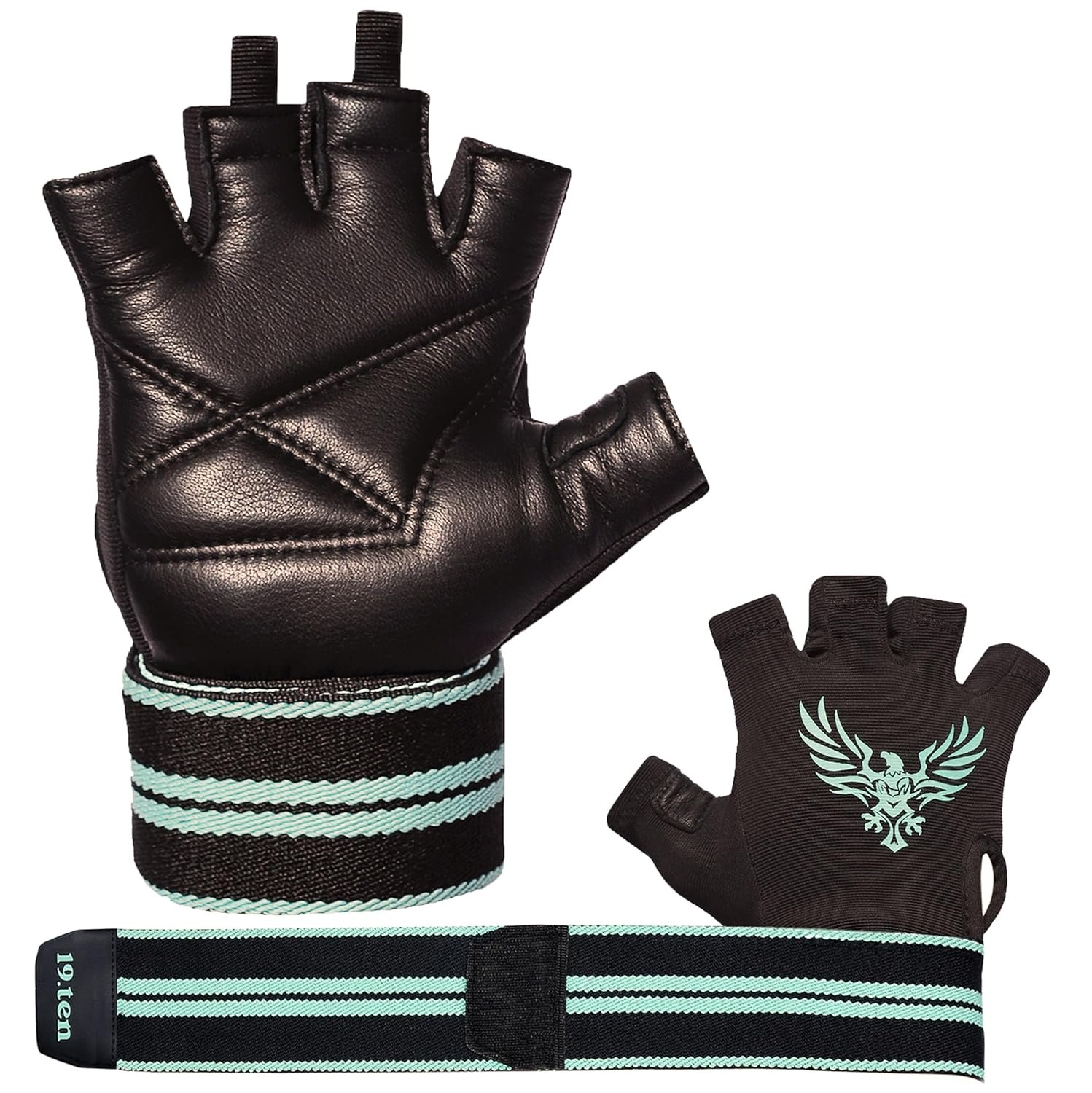 19ten Mucho Man from Sree Gloves for Men and Women Palm Wrist Wraps Protection Leather Weightlifting Gym Fitness Exercise Workout Pull Ups (Extra Large, Old Egal)