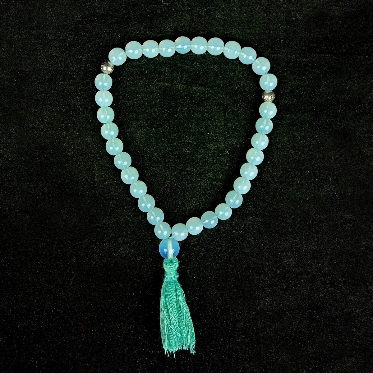 Reiki Crystal Products Natural Crystal Stone Opal Tasbeeh for Muslim Prayer 33 Beads (Color : Bluewish)