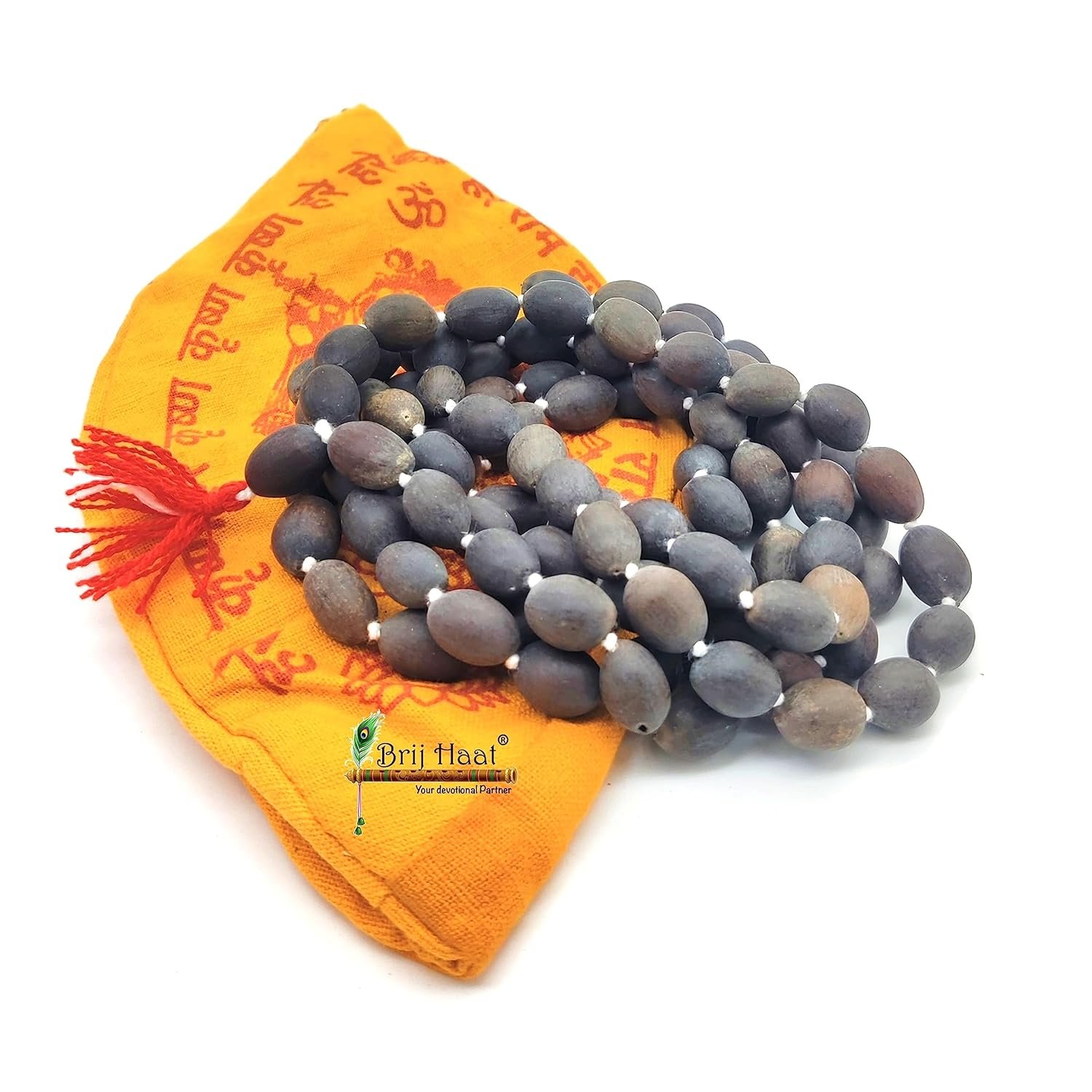 BRIJ HAAT original lotus seed rosary Kamal gatta jap mala 108+1 Beads with Cotton Gaumukhi Japa Bag