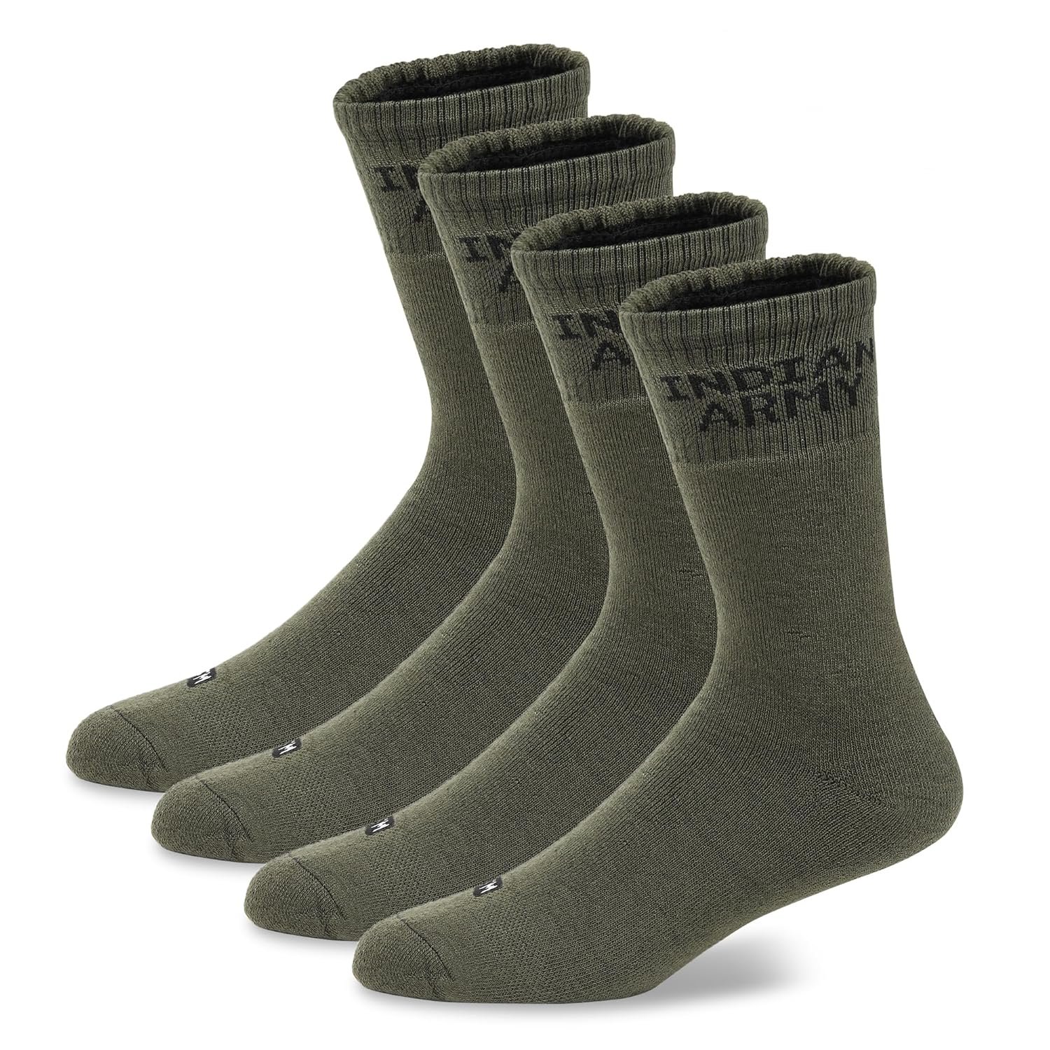 Fitness Mantra® 4 Pairs Full Length Socks | Free Size| Padded Cushion| Breathable| Army|