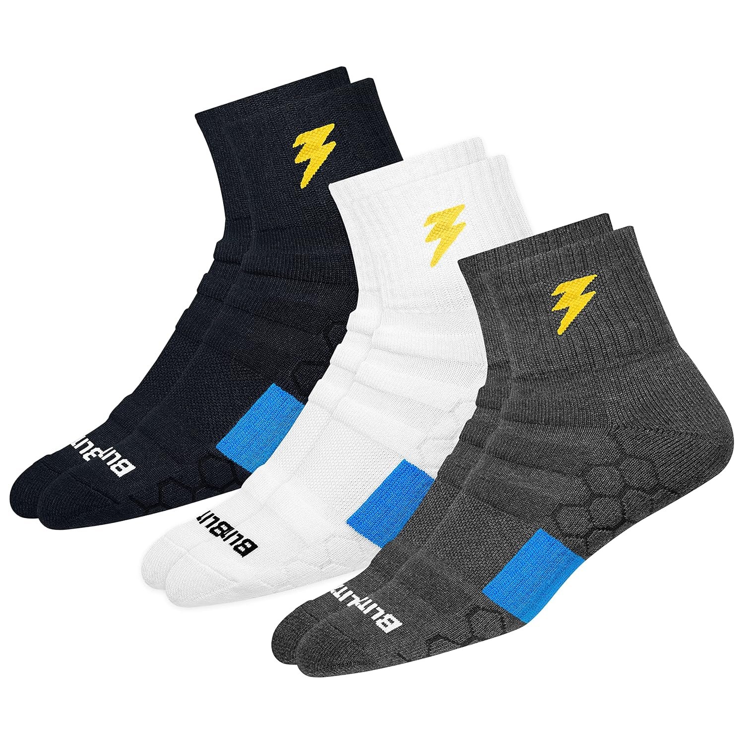 BLITZSOX Hi-Tech Performance Sports Socks for Men (Badminton, Running, Gym & Indoor Training), Pack of 3