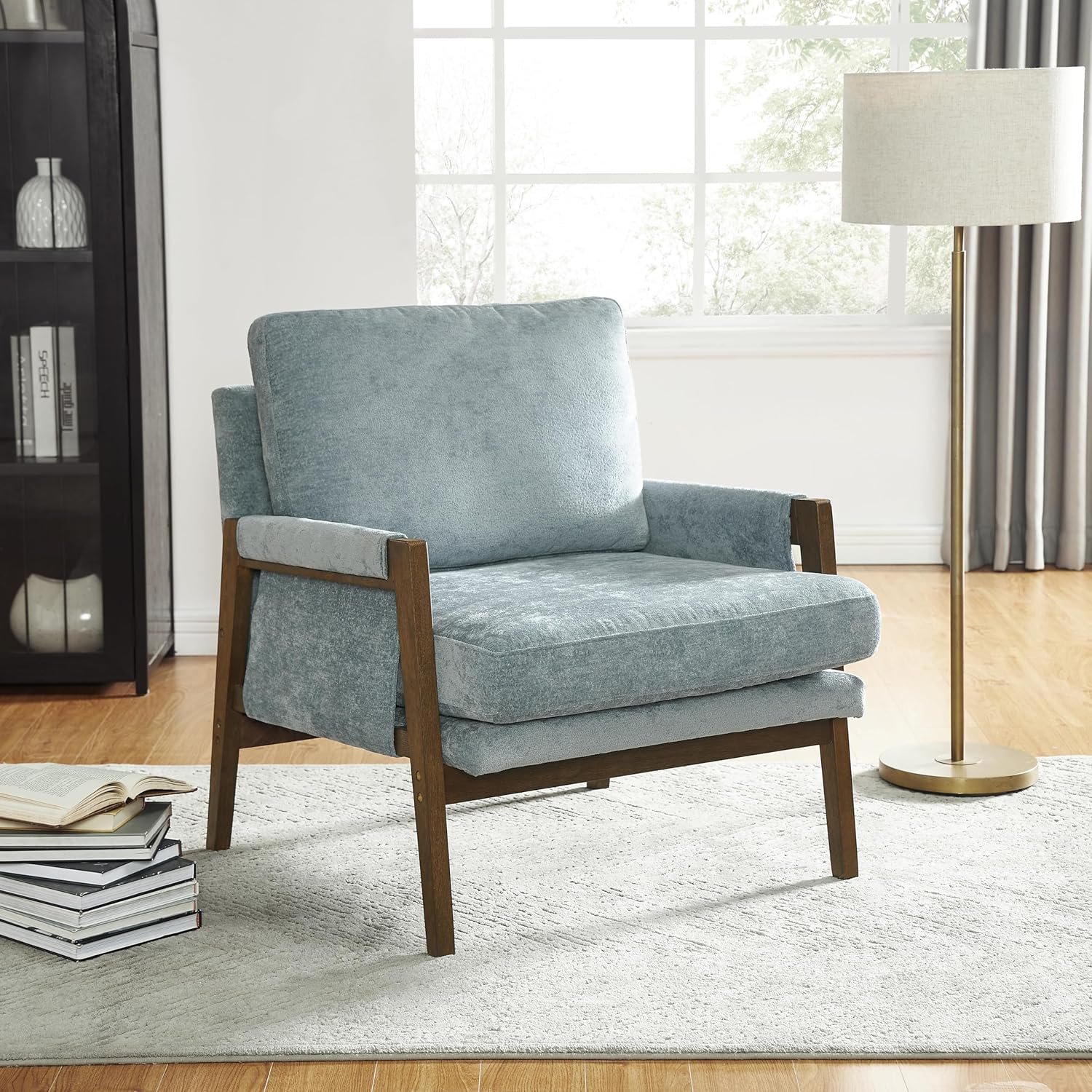 Roundhill Furniture Kelly Mid-Century Modern Accent Armchair, Blue
