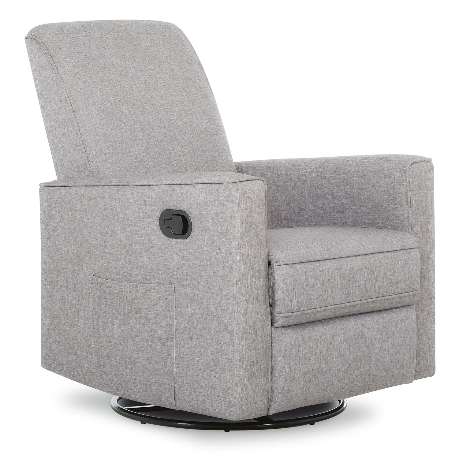 Evolur Raleigh Upholstered Manual Glider Recliner– Rocking & 360° Swivel with Smooth Glide – Greenguard Gold & FSC Certified – Modern Nursery and Living Room Chair in Light Grey